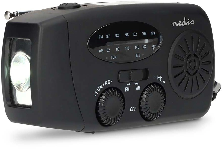 Solar radio Nedis RDFMCR2000BK with flashlight