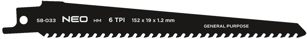 Reciprocating saw blade  HM  152 x