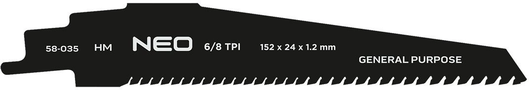 Reciprocating saw blade  HM  152 x
