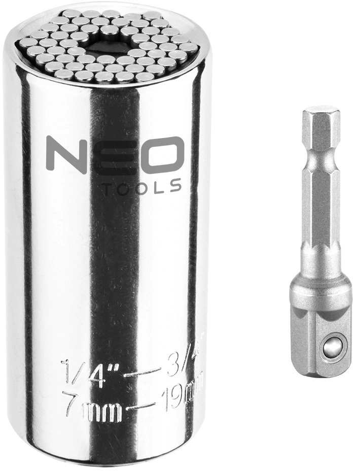 Neo Universal socket 7-19 mm  1/4``-3/4``
