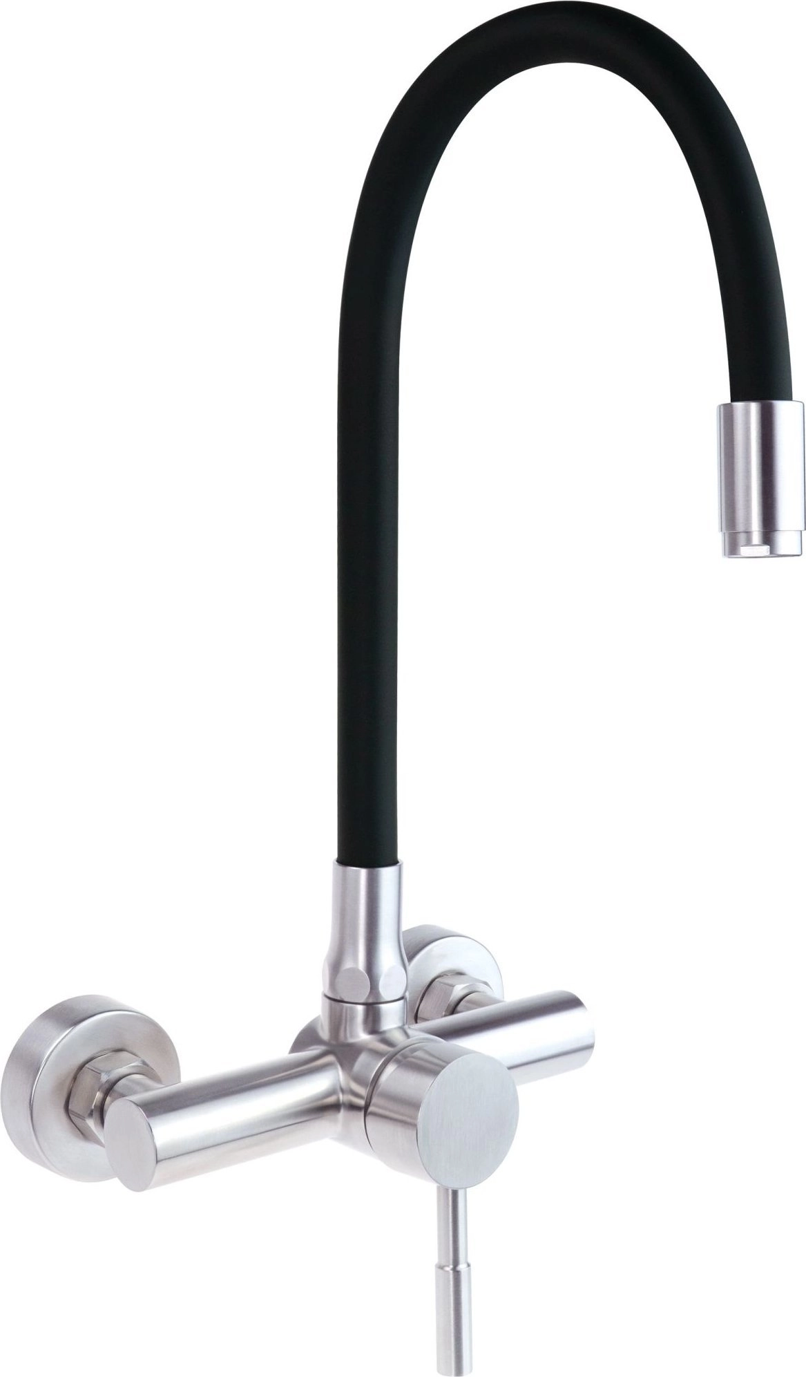 Wall-mounted kitchen faucet with bent spout