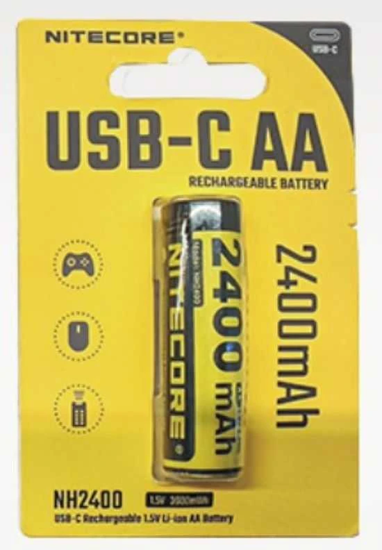 Nitecore NH2400 2400mAh USB-C rechargeable AA