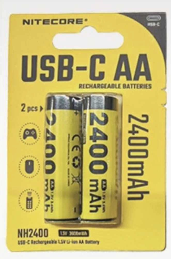Nitecore NH2400 2400mAh USB-C rechargeable AA