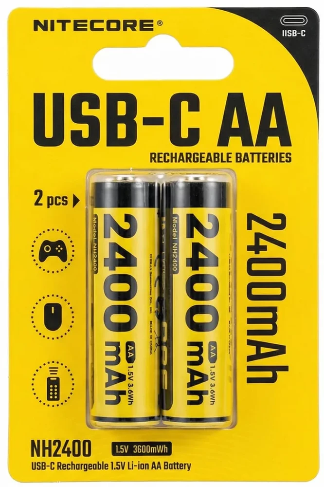 Nitecore NH2400 2400mAh USB-C rechargeable AA