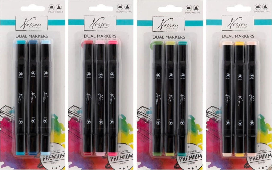 Double tip markers 3 blue colors