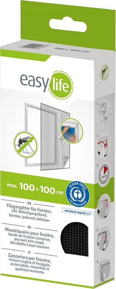 MOSQUITO NET WINDOW 100X100 BLACK POLYESTER