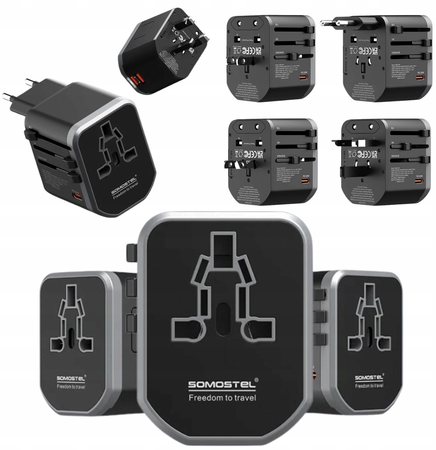 Somostel charger power adapter worldwide 2x