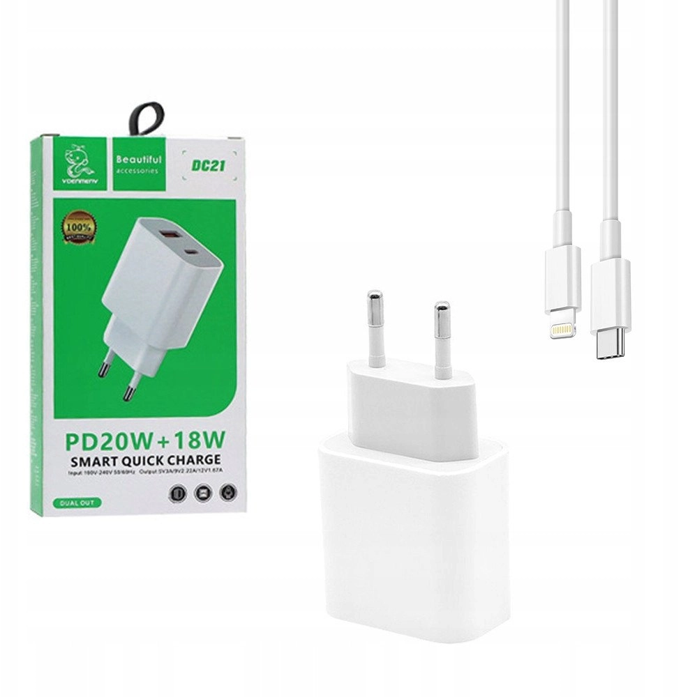 ŁADOWARKA SIECIOWA 3A 20W BIAŁA DENMEN