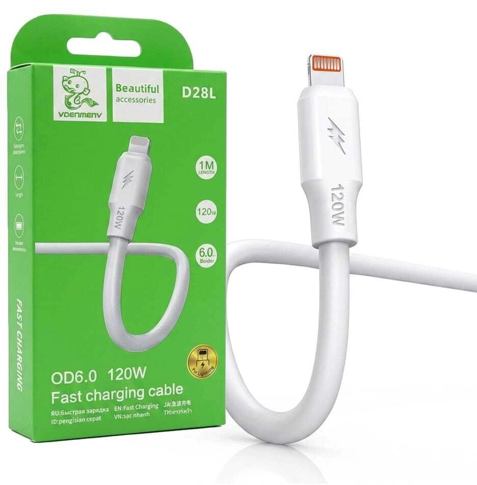 Denmen kabel USB - Lightning 120W