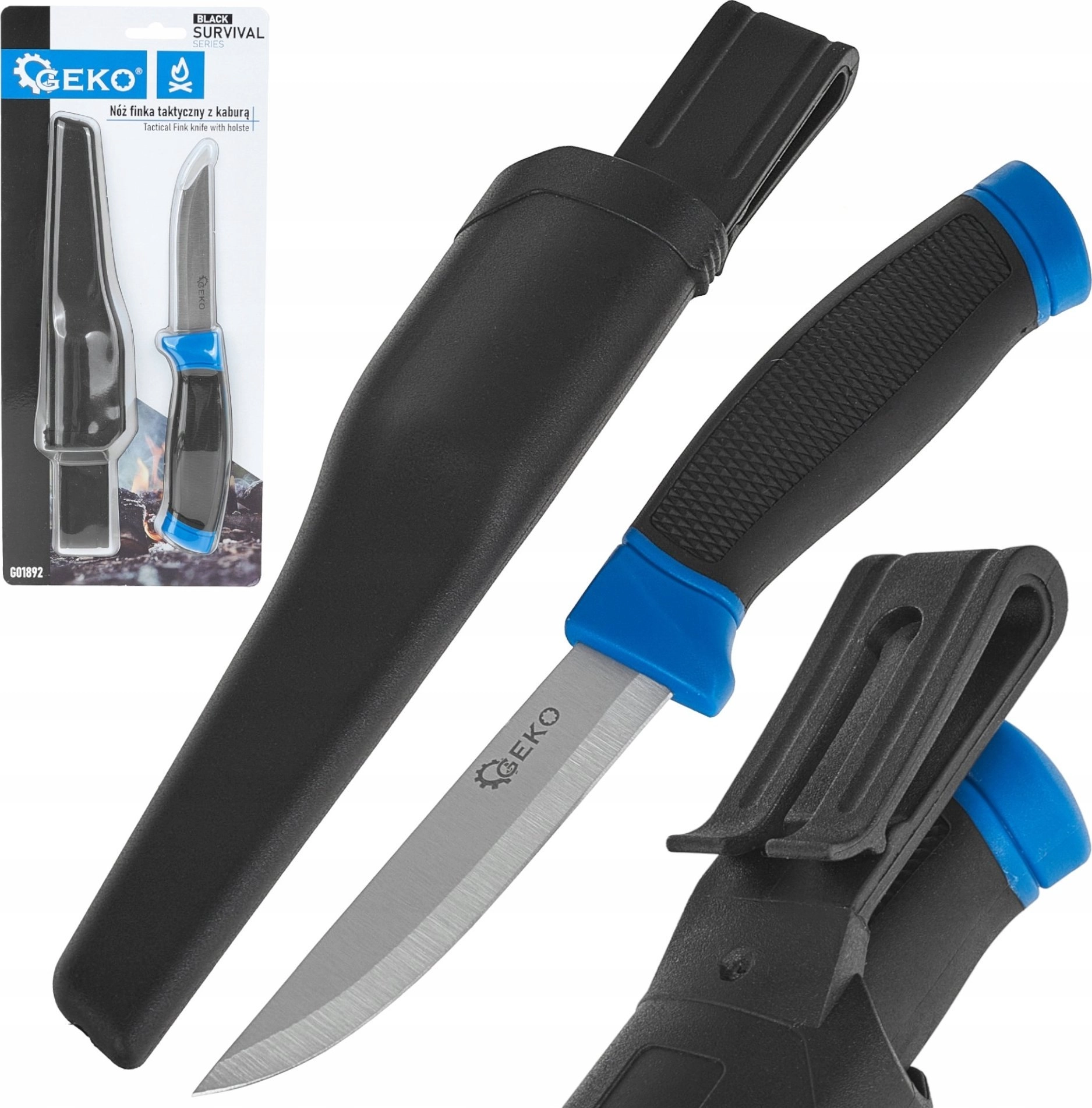 Tactical fin knife 215/105mm with holster
