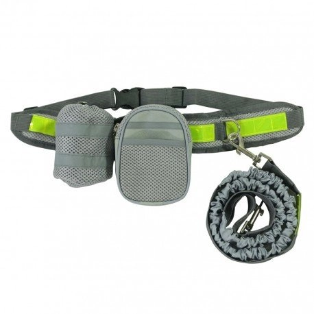 Running hip belt with cushioned leash