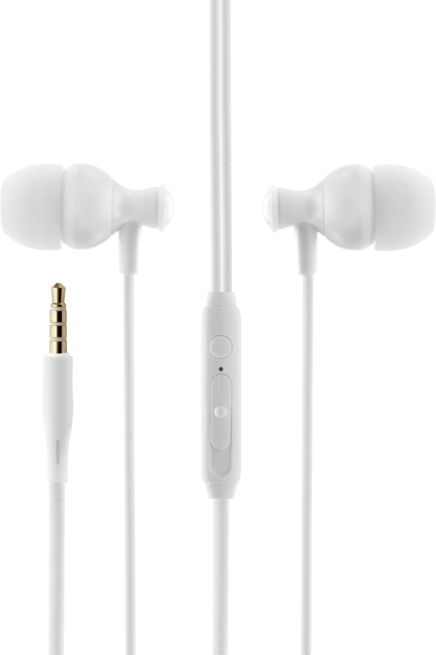 LogiLink BONBON austiņas ar 3,5 mm ligzdas savienojumu un integrētu mikrofonu, baltas