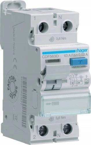 Residual current circuit breaker 2P 63A