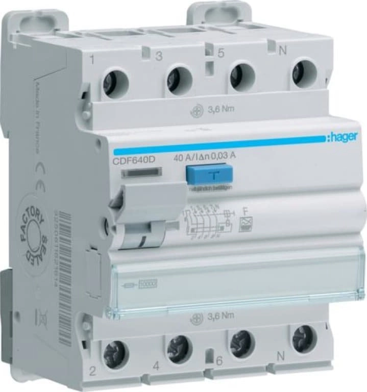 Residual current circuit breaker 4P 40A