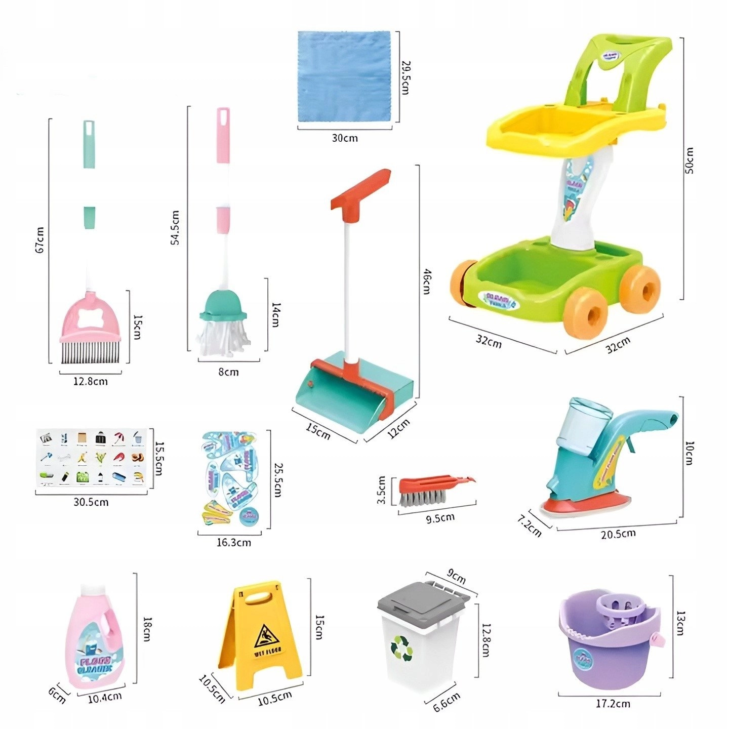 Cleaning trolley set 24 elements HN154668