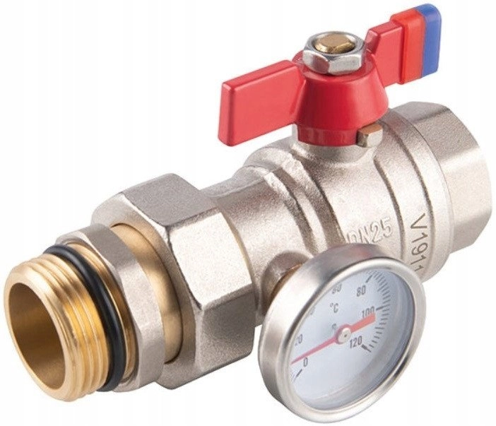 Screw-on ball valve with butterfly with