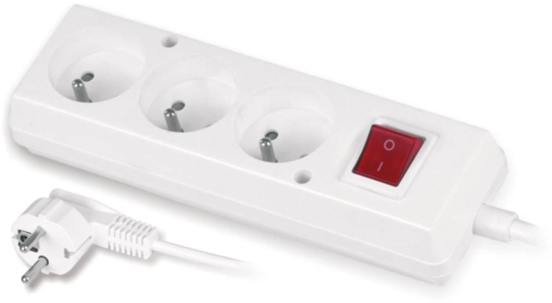Extension cable with three-way socket with