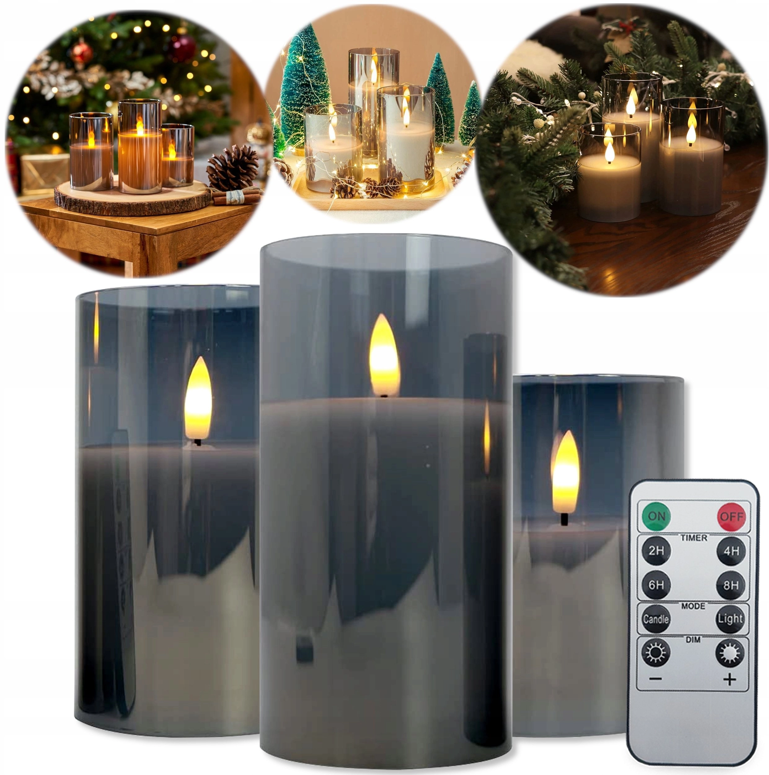 Decorative candles  LED candles  smoked glass