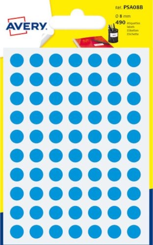 Avery PSA08B  Blue  Round  Permanent  Paper
