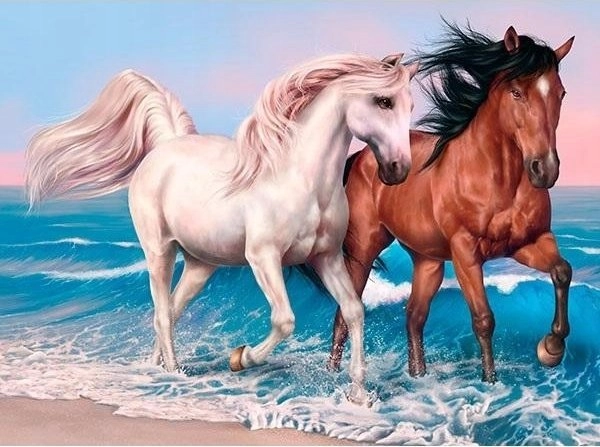5D diamond mosaic - Horses 40x30cm