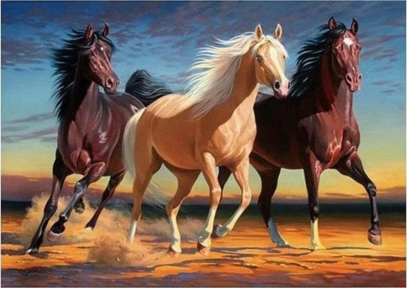 5D diamond mosaic - Horses 40x30cm