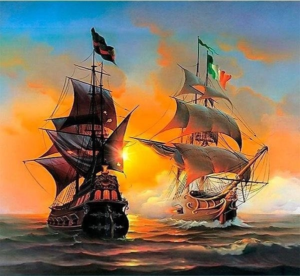 5D diamond mosaic - Sailing ships