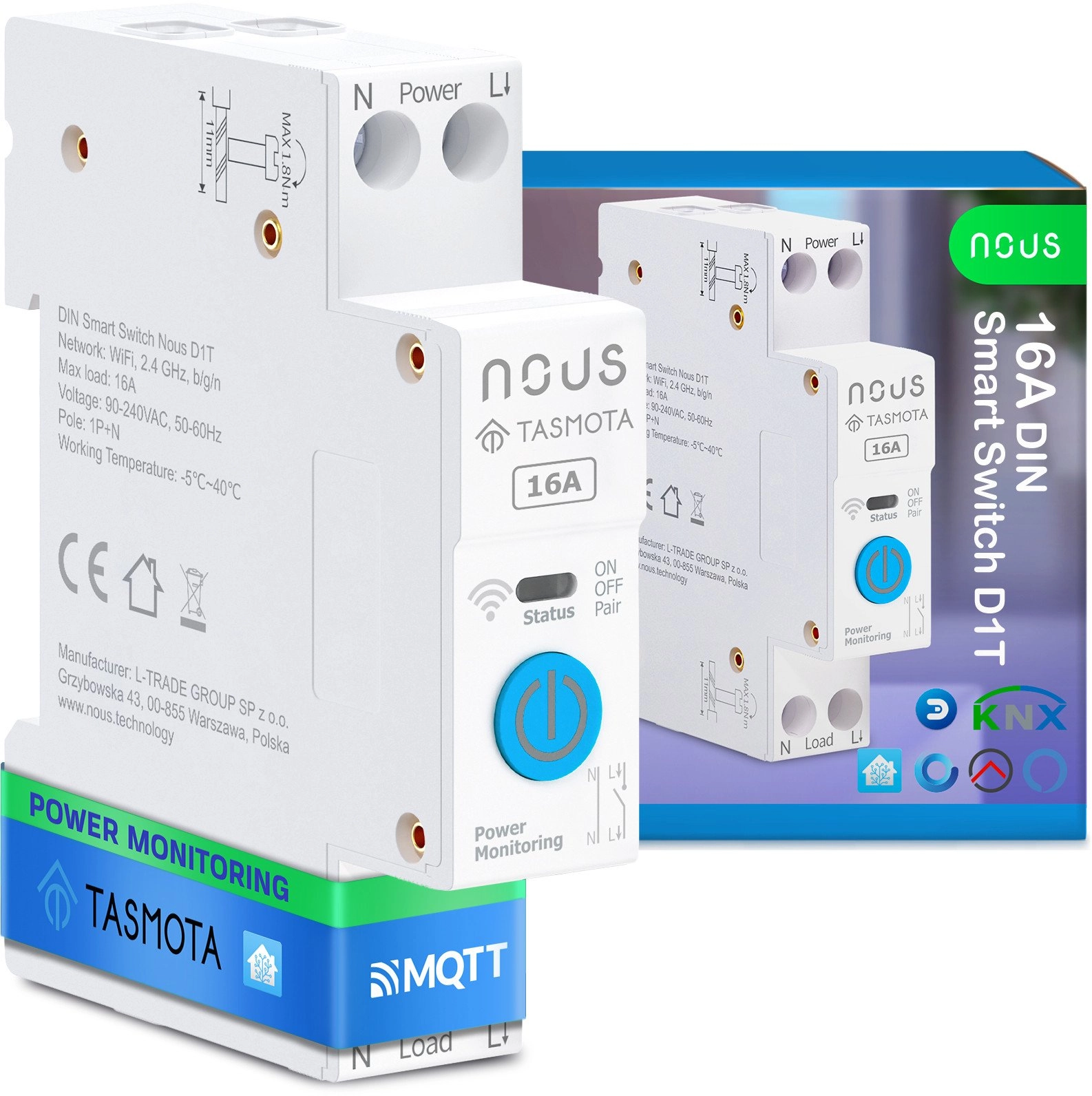 NOUS D1T Schaltaktor WLAN Tasmota 16A/für