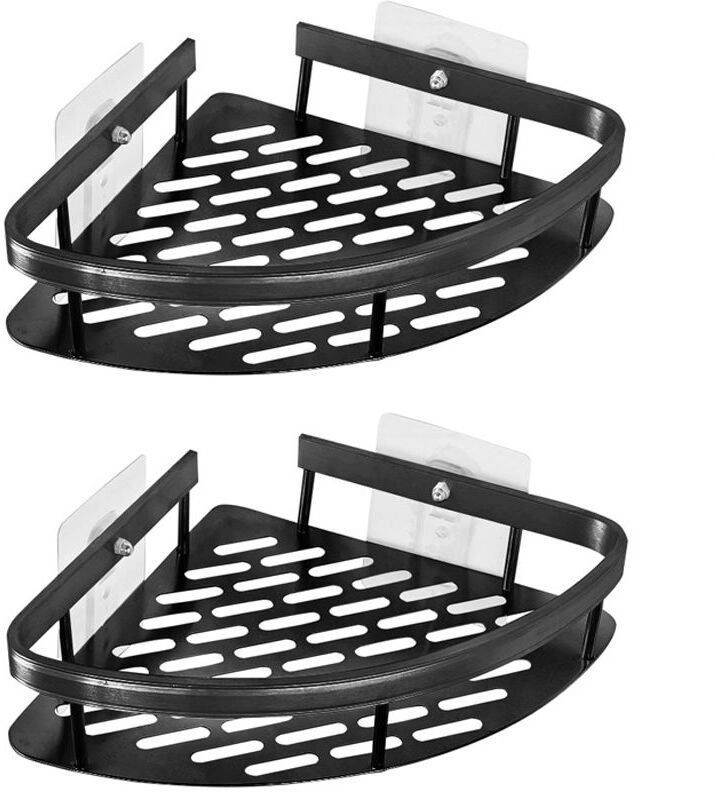 Corner bathroom shelves  black  2 pcs