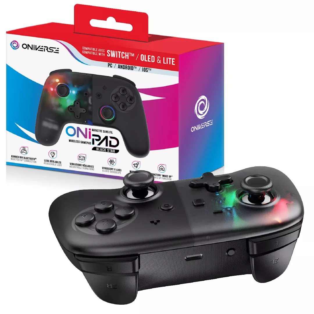 Oniverse Onipad Melns Bluetooth sistēma Spēļu paliktnis Analogā / digitālā Android, Nintendo Switch, PC (dators), iOS