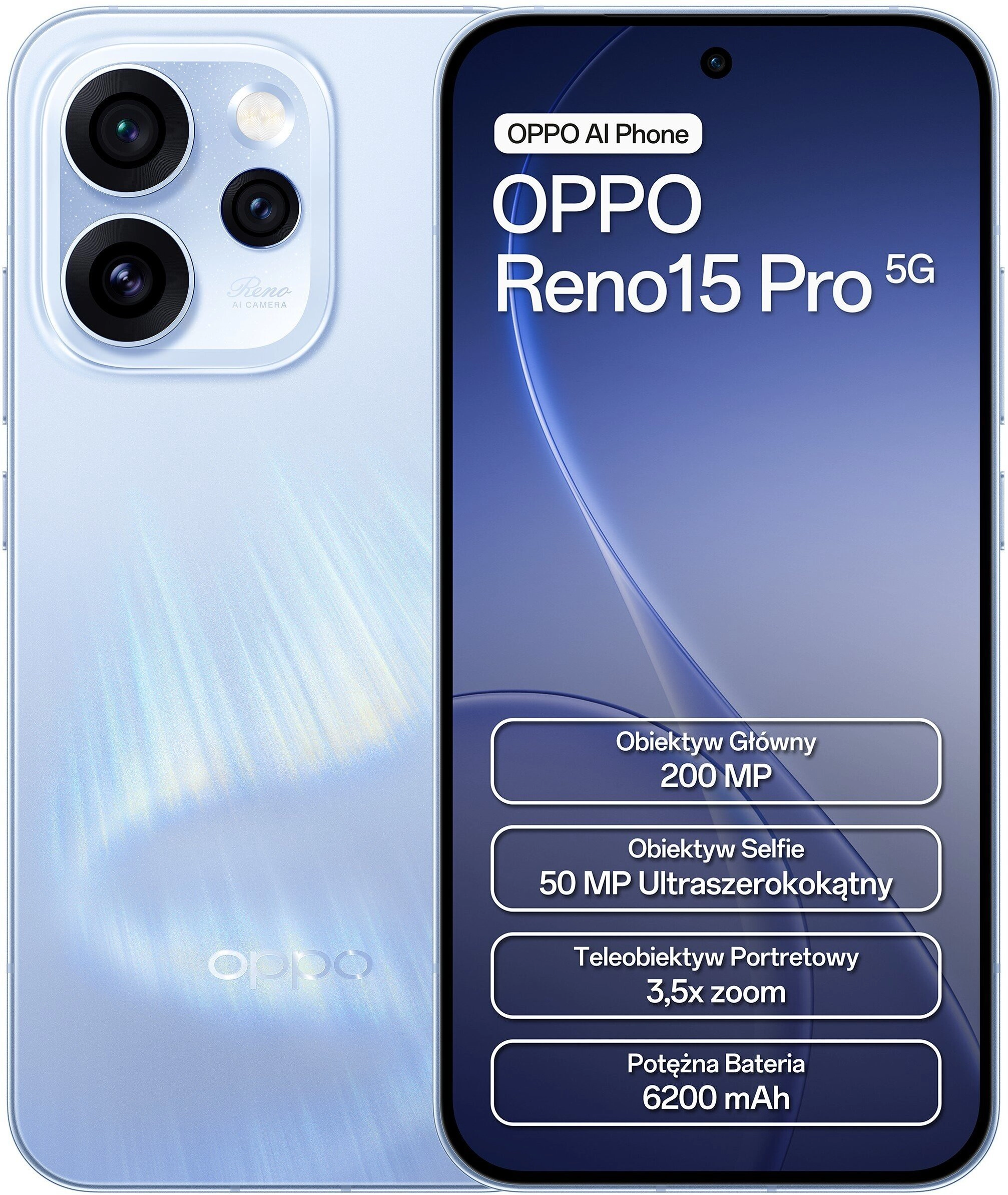 OPPO Reno 15 Pro 8+512GB 6,78" 5G Aurora Blue ITA