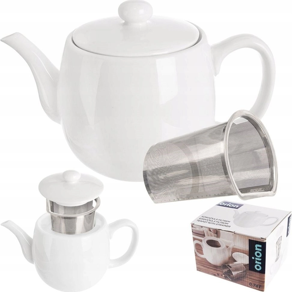 Orion Porcelain white teapot with tea