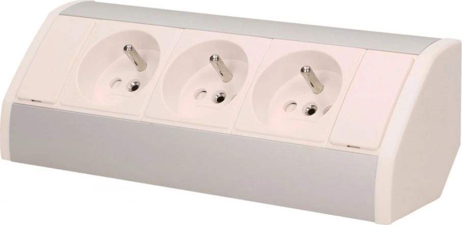 Orno Gniazdo meblowe 3x2P+Z  biało-srebrne OR-GM-9001/W-G