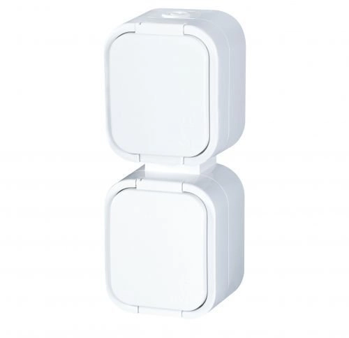 Double n/t socket 2x2P+Z  splash-proof with