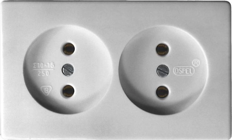 Ospel Kappa socket  surface-mounted  double white