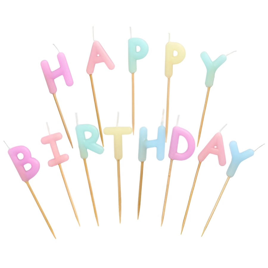 Svecītes Happy Birthday pasteļu krāsā 1581643