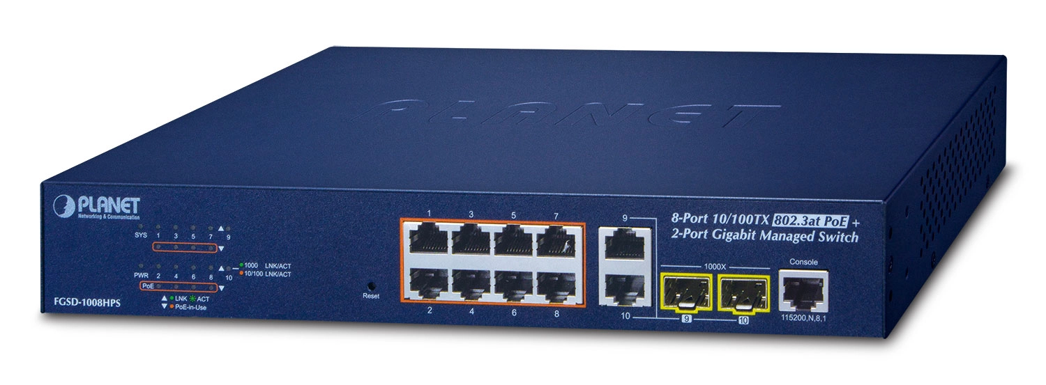PLANET FGSD-1008HPS network switch Managed Fast