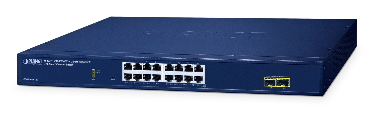 PLANET 16-Port 10/100/1000T + 2-Port Managed