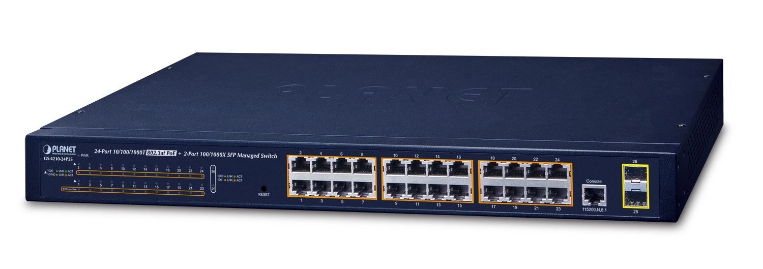 PLANET GS-4210-24P2S network switch Managed L2/L4