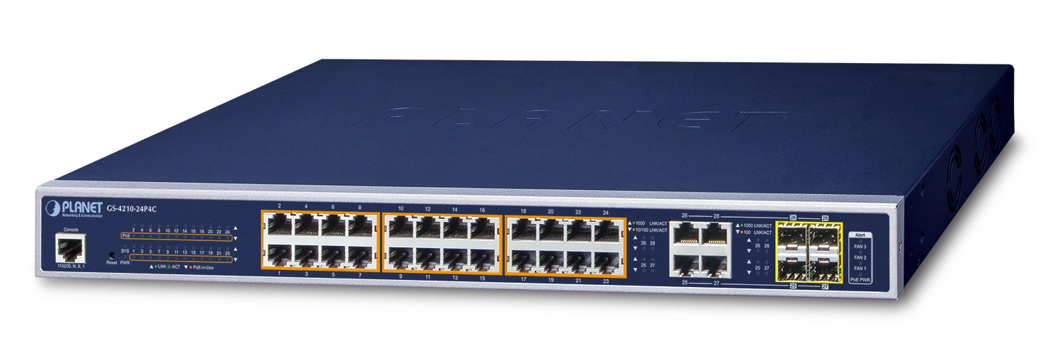PLANET GS-4210-24P4C network switch Managed L2/L4