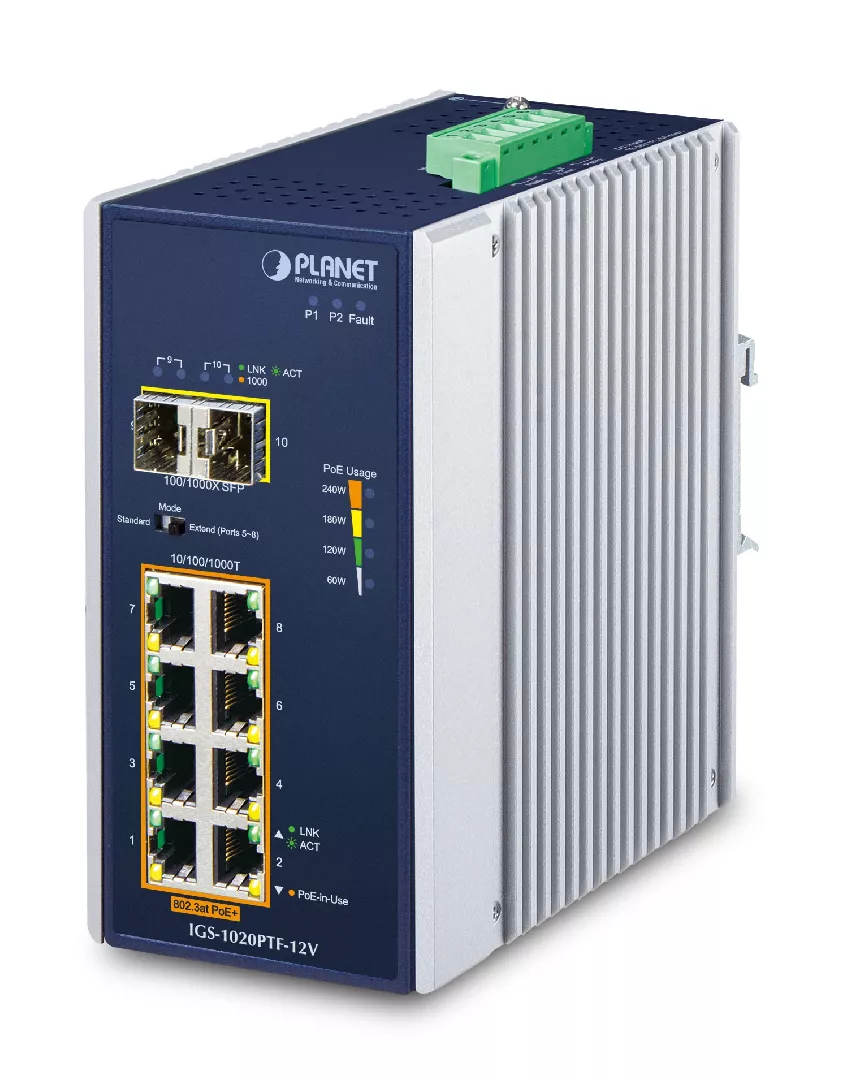 PLANET IP30 Ind 8-P 10/100/1000T Unmanaged