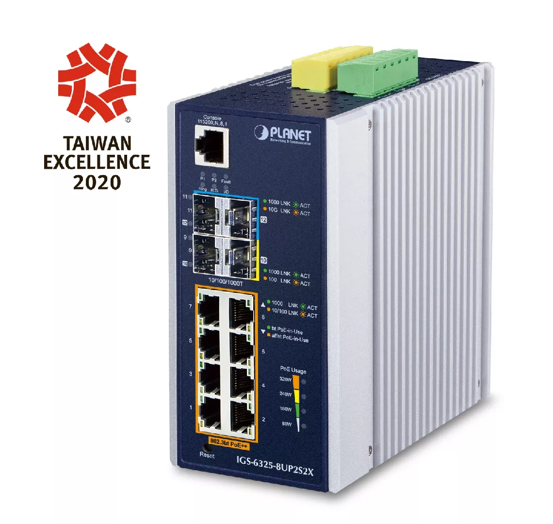 PLANET IP30 DIN-rail Industrial L3 8P