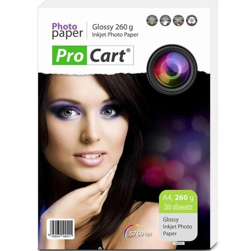 Procart glancets fotopapirs A4 260g/m2 20