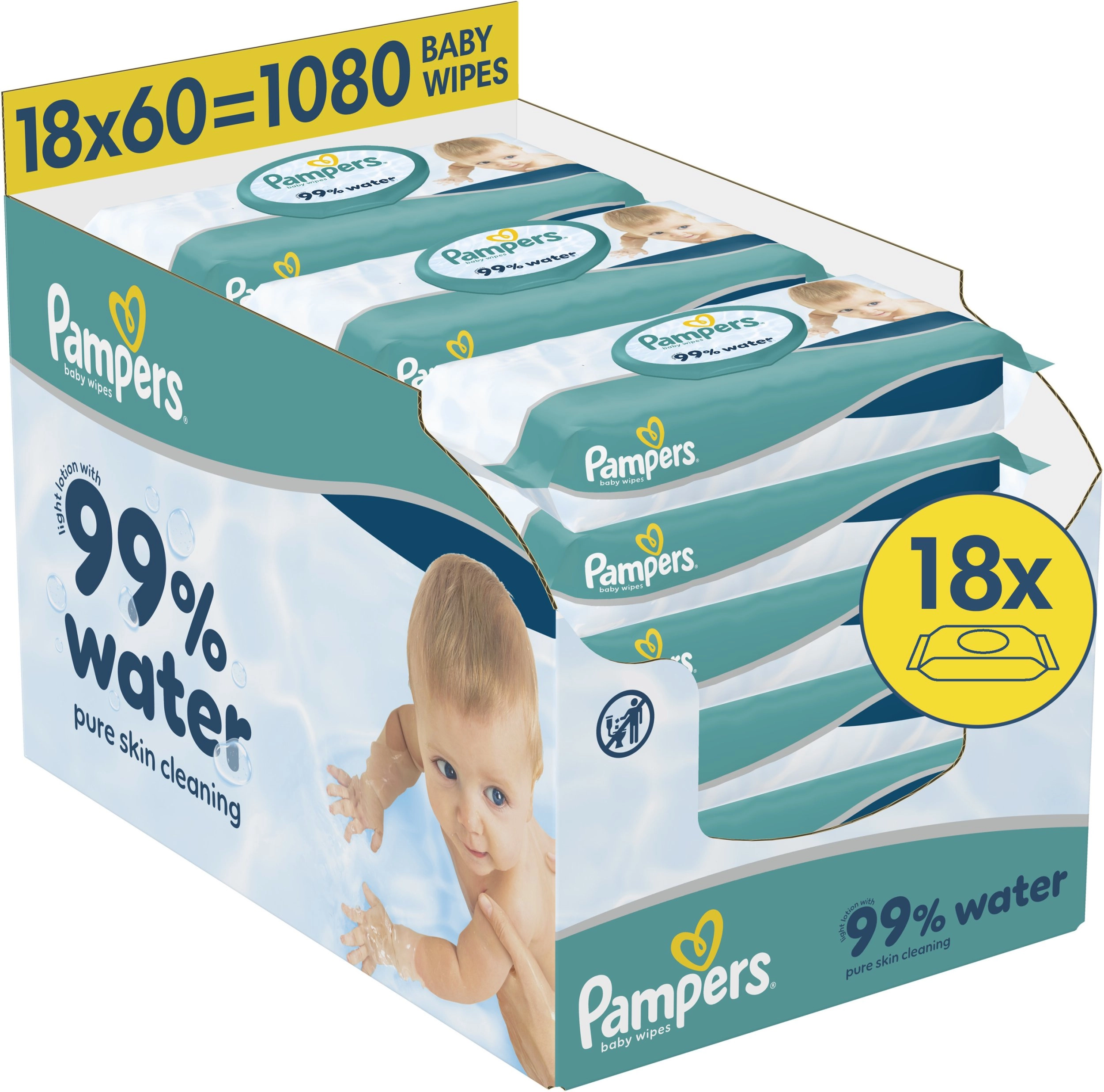 Pampers Aqua Baby Wipes  18 Pack