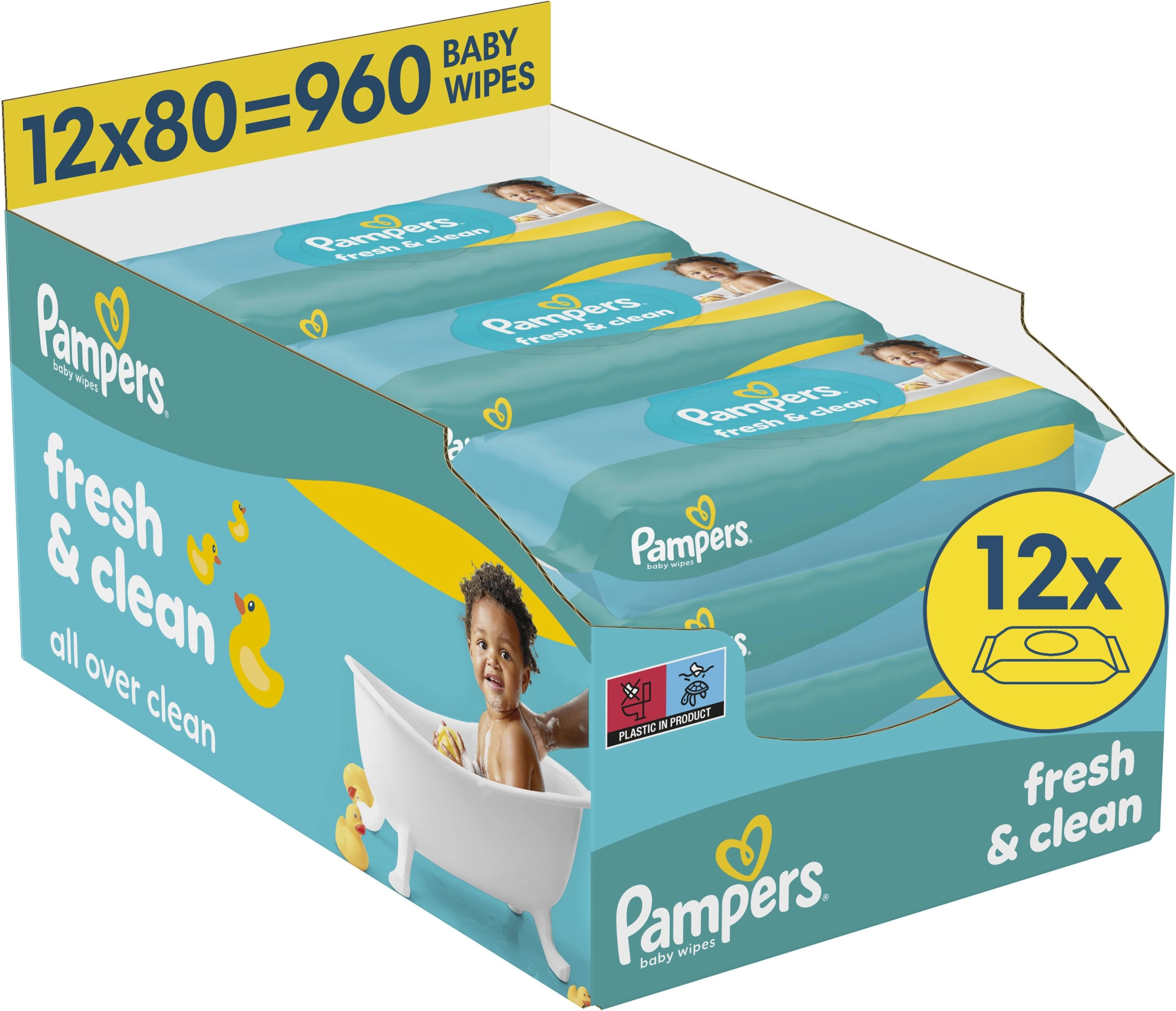 Pampers FreshClean wet wipes 12x80 pcs