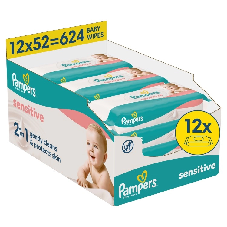 Pampers Sensitive Mitrās Salvetes Mazuļiem  12