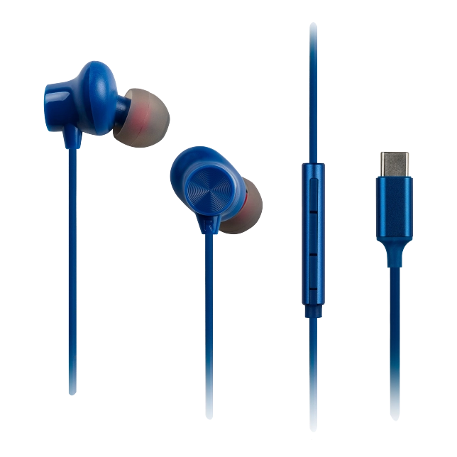Panasonic RP-TCM225DEA austiņas un brīvroku komplekts Vadu Ausīs Zvani / mūzika USB Veids-C Zils