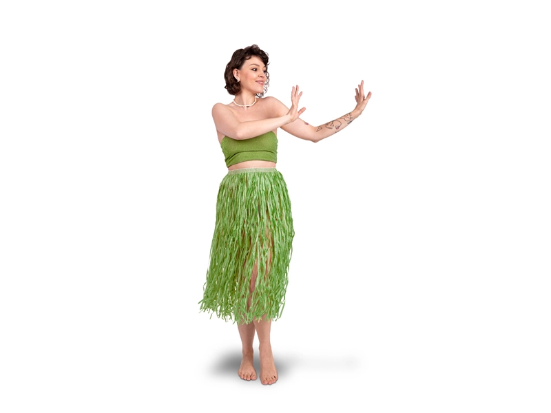 PartyDeco Raffia Skirt Adult Size Green