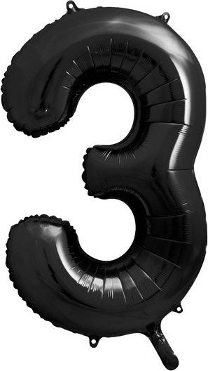 Foil balloon 3 black 86cm 5900779166301