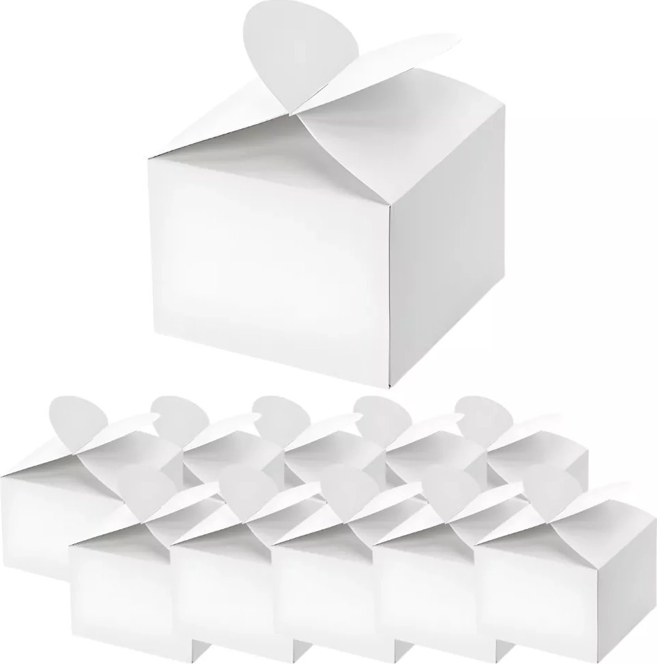 White heart boxes 6x5x6cm 10 pcs
