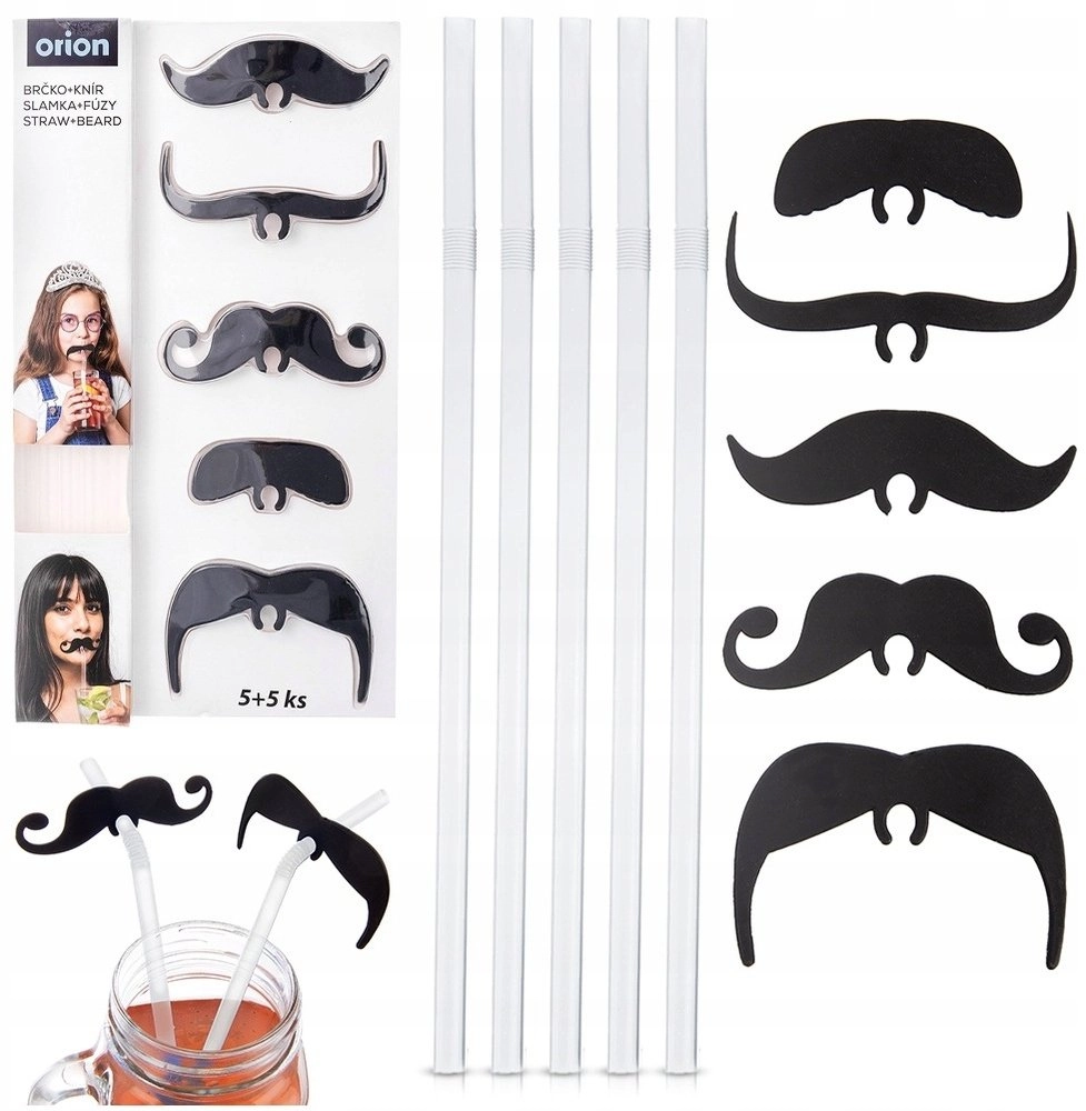 Party Deco Reusable Straws with Mustaches